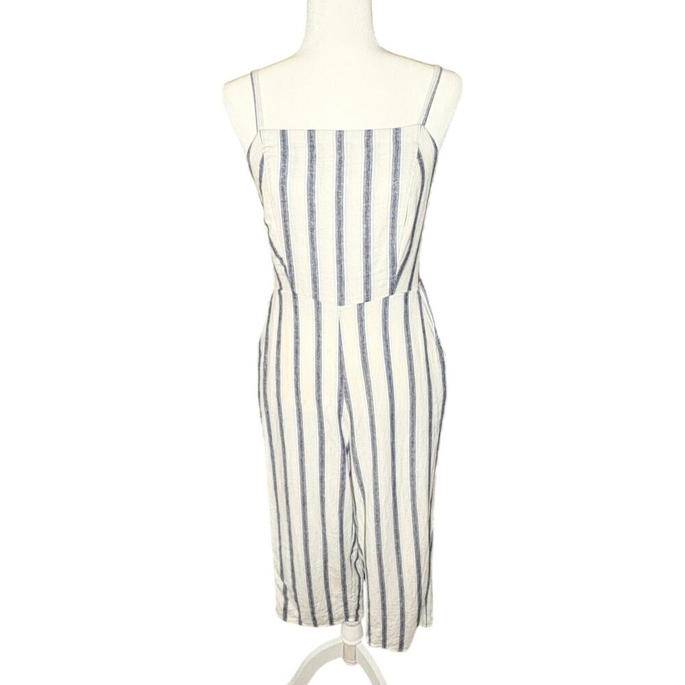 Old Navy Linen Jumpsuit Women's S White Blue Striped